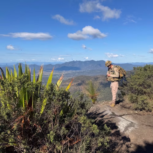 bush tracker on mountain top in sunshine coast