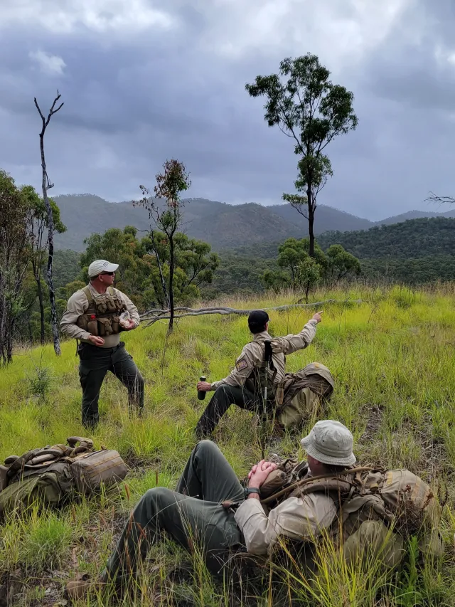 QRAT team takes a brief rest during tracking exercise